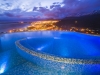 Outdoor swimming pool at night
